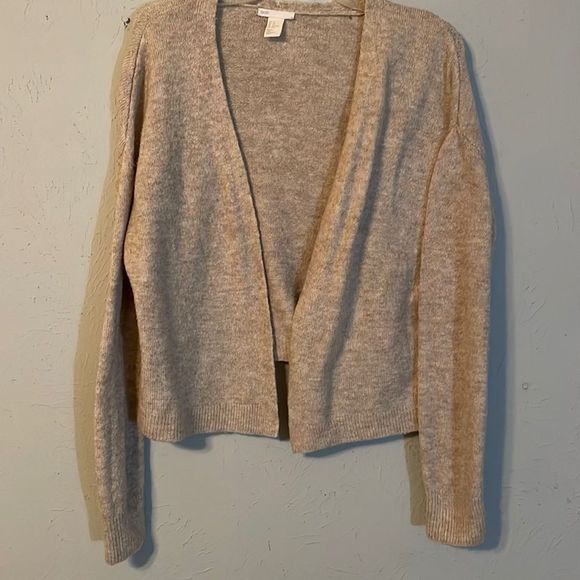 XS H & M Basic tan beige long sleeve open front knit cardigan sweater - Picture 1 of 13